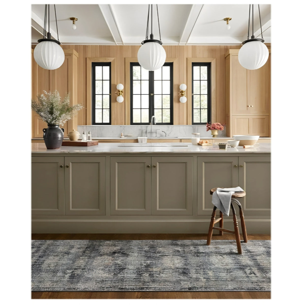 Loloi Jean Stoffer Katherine Collection KES-04 Ink/Jade 5'-3'' x 5'-3'', .25" Pile Height, Rug