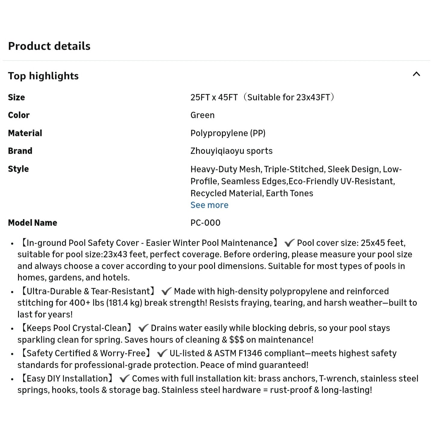 Inground Pool Safety Cover,Heavy-Duty Winter Safety Cover for Inground Swimming Pools