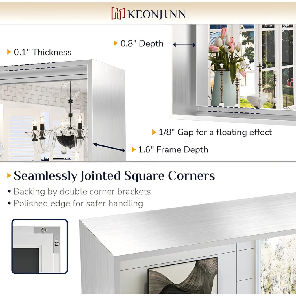 Keonjinn 48 x 36 Inch Silver Bathroom Mirror for Over Sink Large Rectangle Wall Mirror