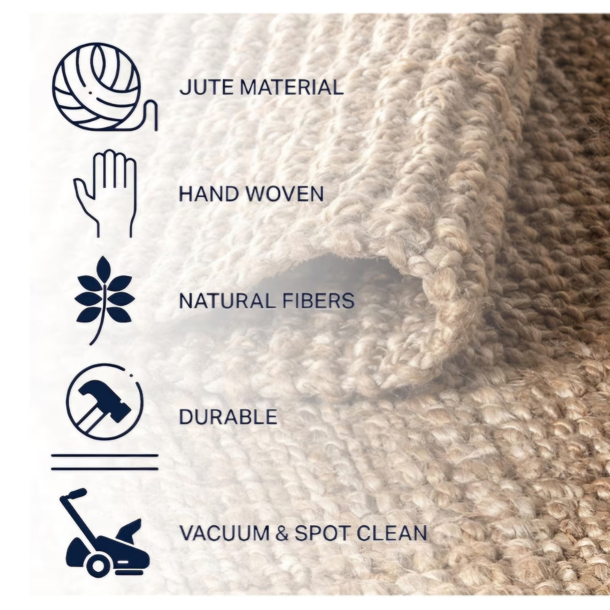 JONATHAN Y Pata Hand Woven Chunky Jute Natural 7x7 Square Indoor Area Rug, Bohemian, Rustic