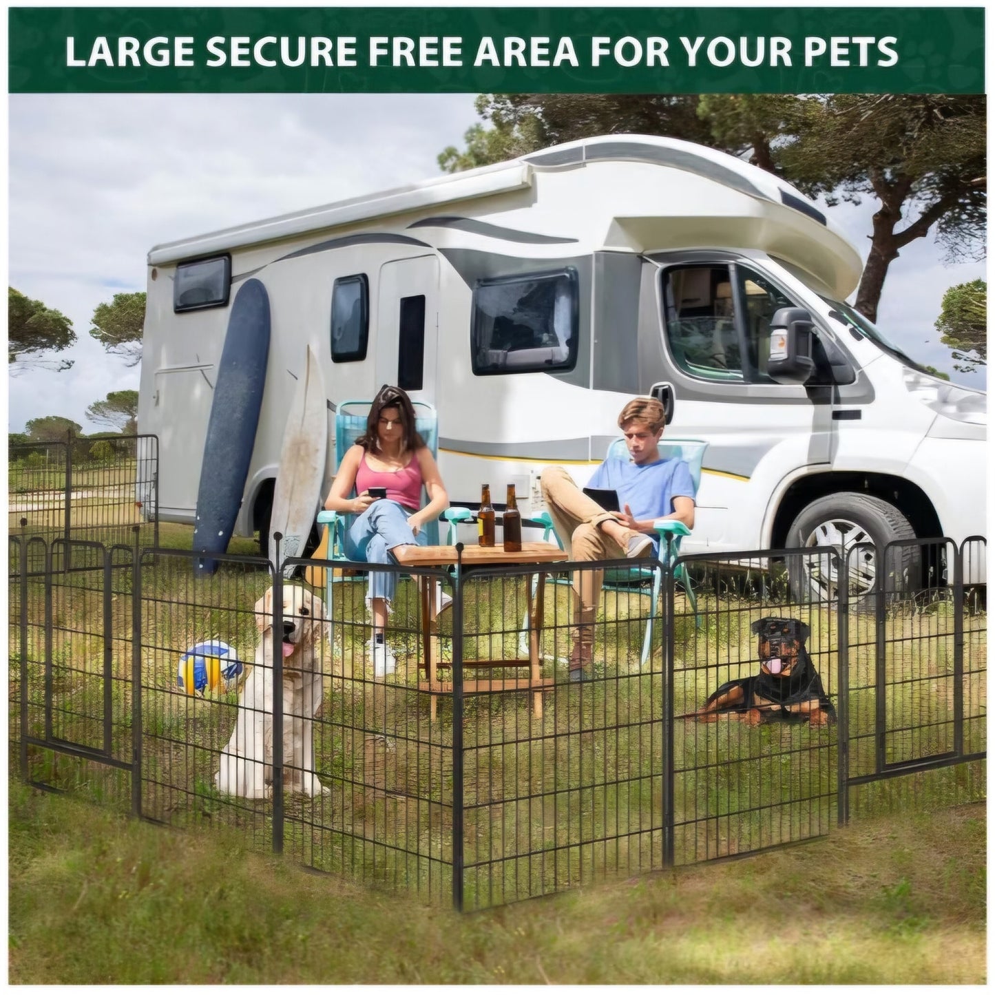 VISCOO Dog Playpen Outdoor, 16 Panels 40" High Metal Dog Fence with Gate Pet Fence