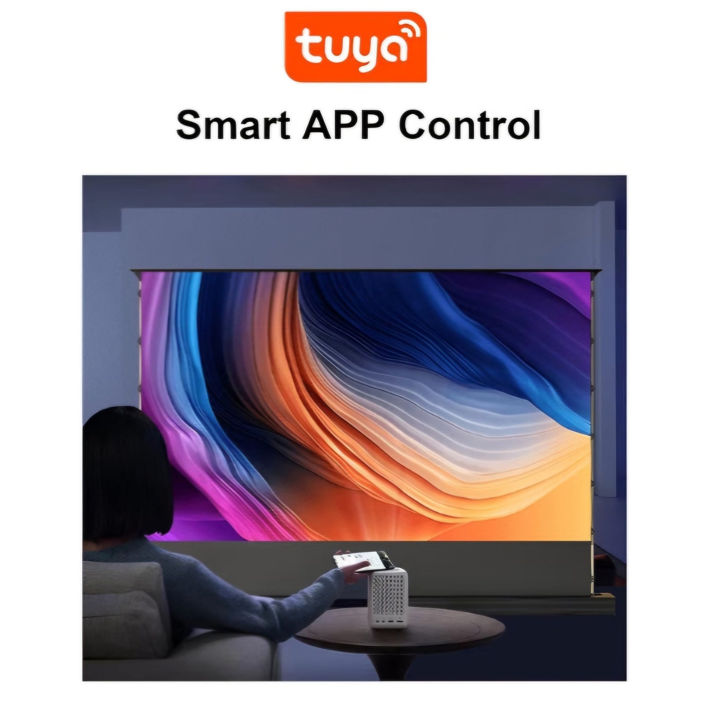 IN&VI 100" Matte White Floor Rising Projector Screen Motorized for UST Long/Standerd