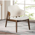 Modern Mid-Century Accent Chair with Wingback Walnut/Beige - Engineered Wood Fabric Solid Wood