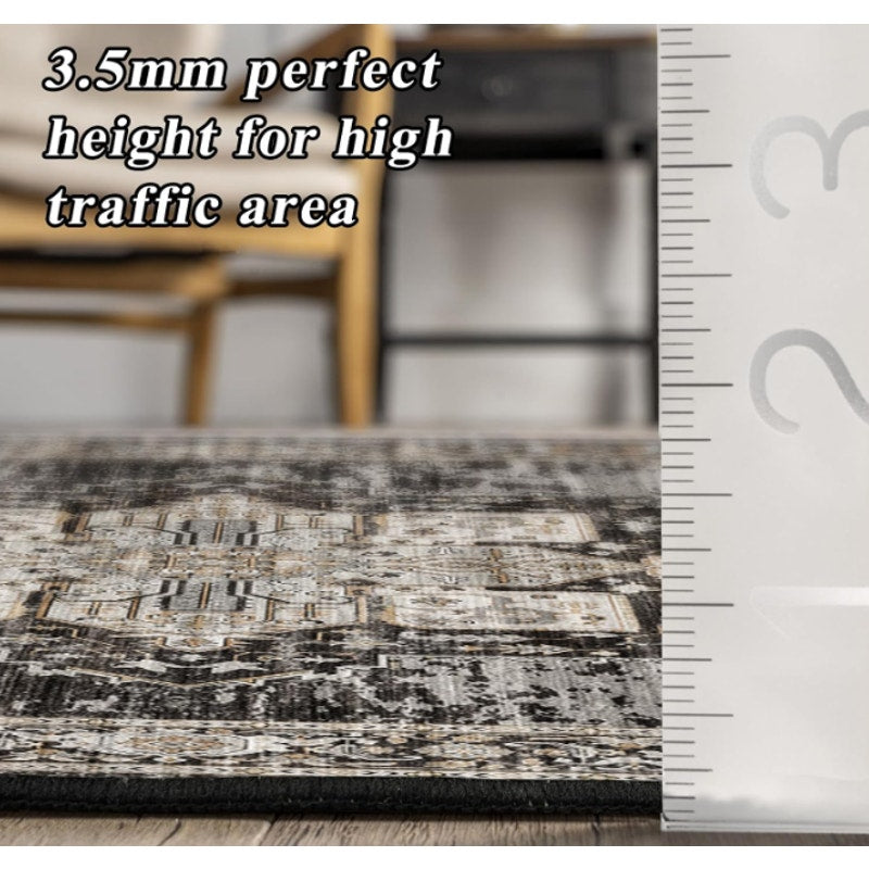 Living Room 12x18 Area Rug - Large Washable Area Rugs with Non Slip Stain Resistant 12x18 Black