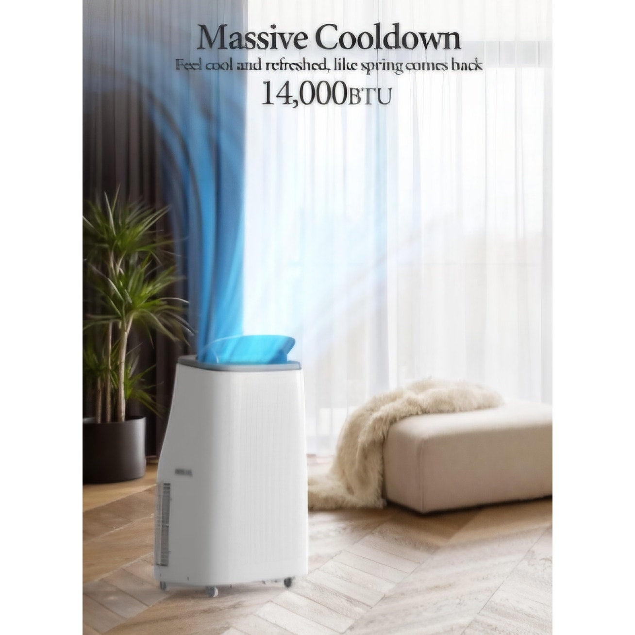 14,000 BTU Portable Air Conditioner with Remote Control, Cooling Rooms Up to 750 Sq. ft., 3-in-1 AC