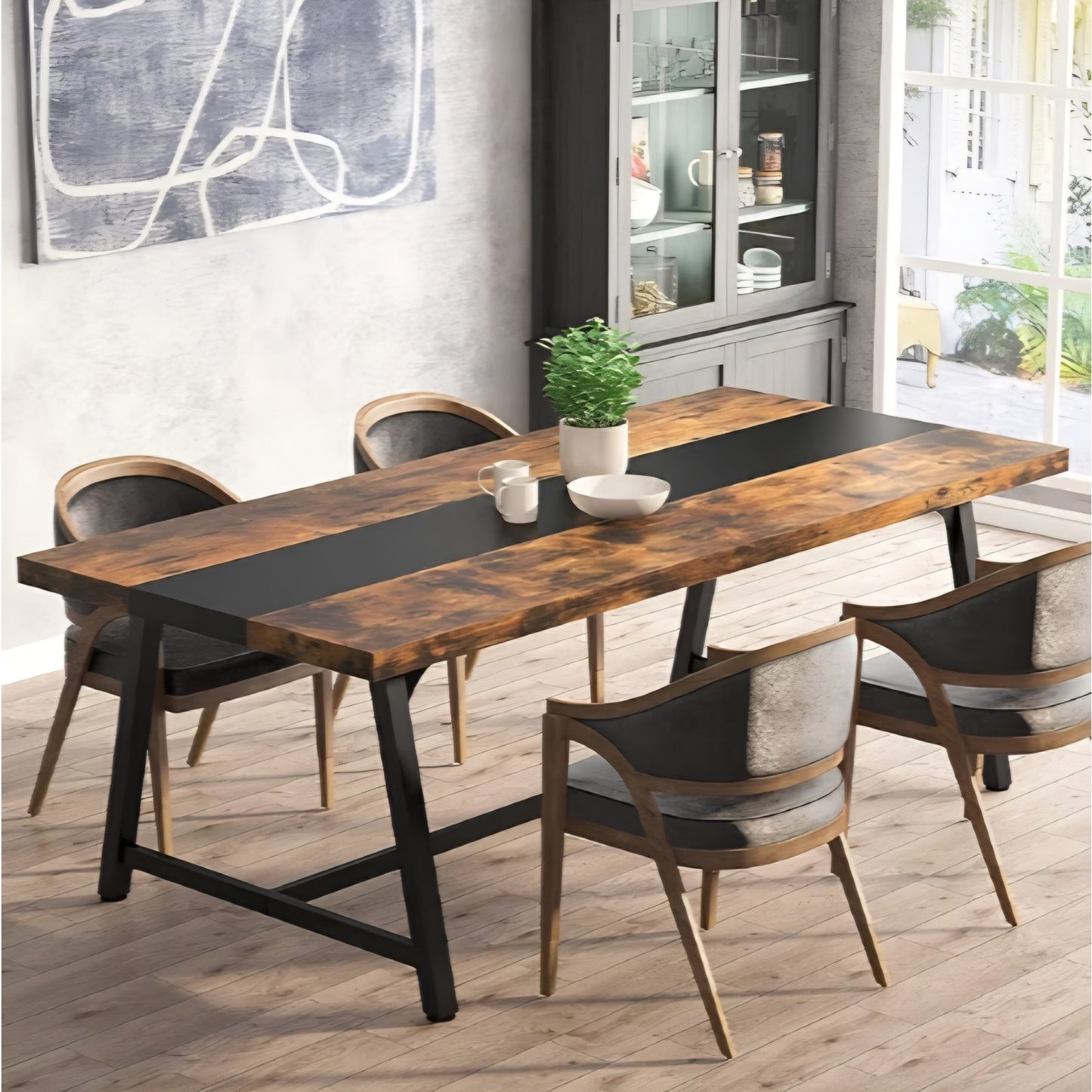 Tribesigns Dining Table for 8 People, 70.87-inch Rectangular Wood Kitchen Table