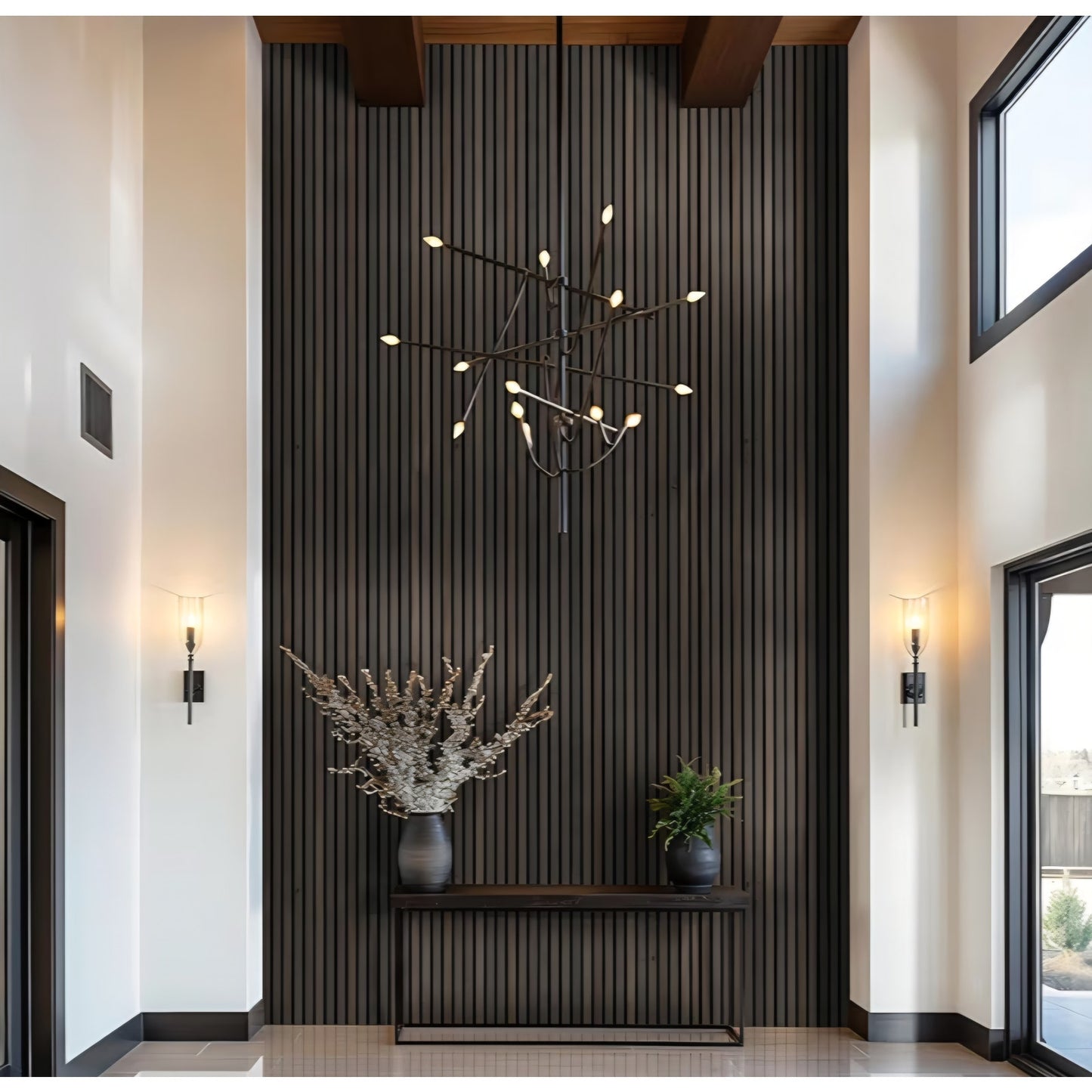 Acoustic Wood Slat Wall Panels for Interior Decor 9.5 in. x 94.5 in. - Umber
