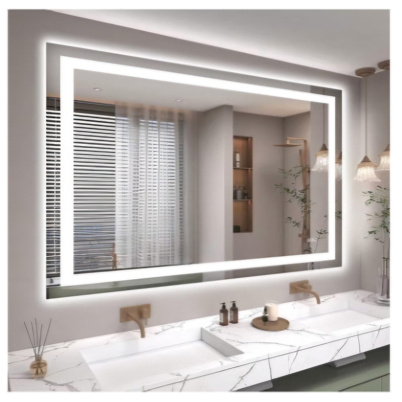 48"X36" LED Bathroom Mirror with Lights, Anti-Fog, Dimmable, Backlit + Front Lit, Smart Bathroom