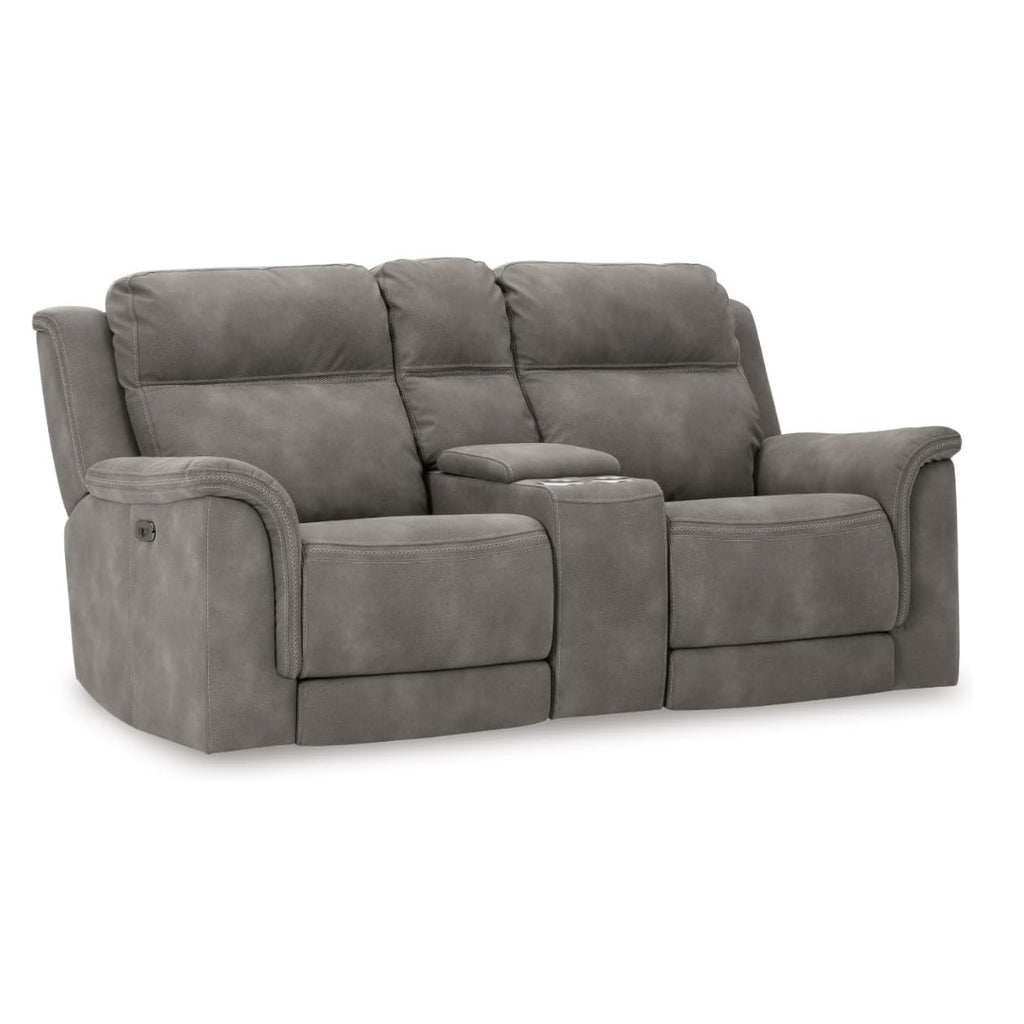 Signature Design by Ashley Power Reclining Loveseat Sofa with Console Faux leather look