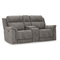 Signature Design by Ashley Power Reclining Loveseat Sofa with Console Faux leather look