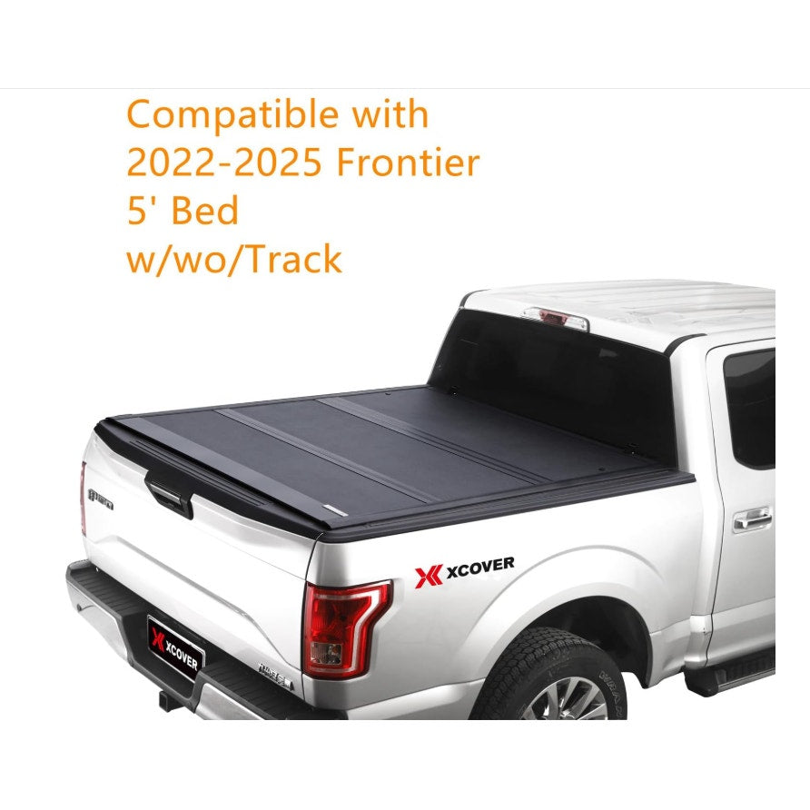 XCOVER Hard Folding Tonneau Cover for 2022-2026 Nissan Frontier 5FT Bed Low Profile Design