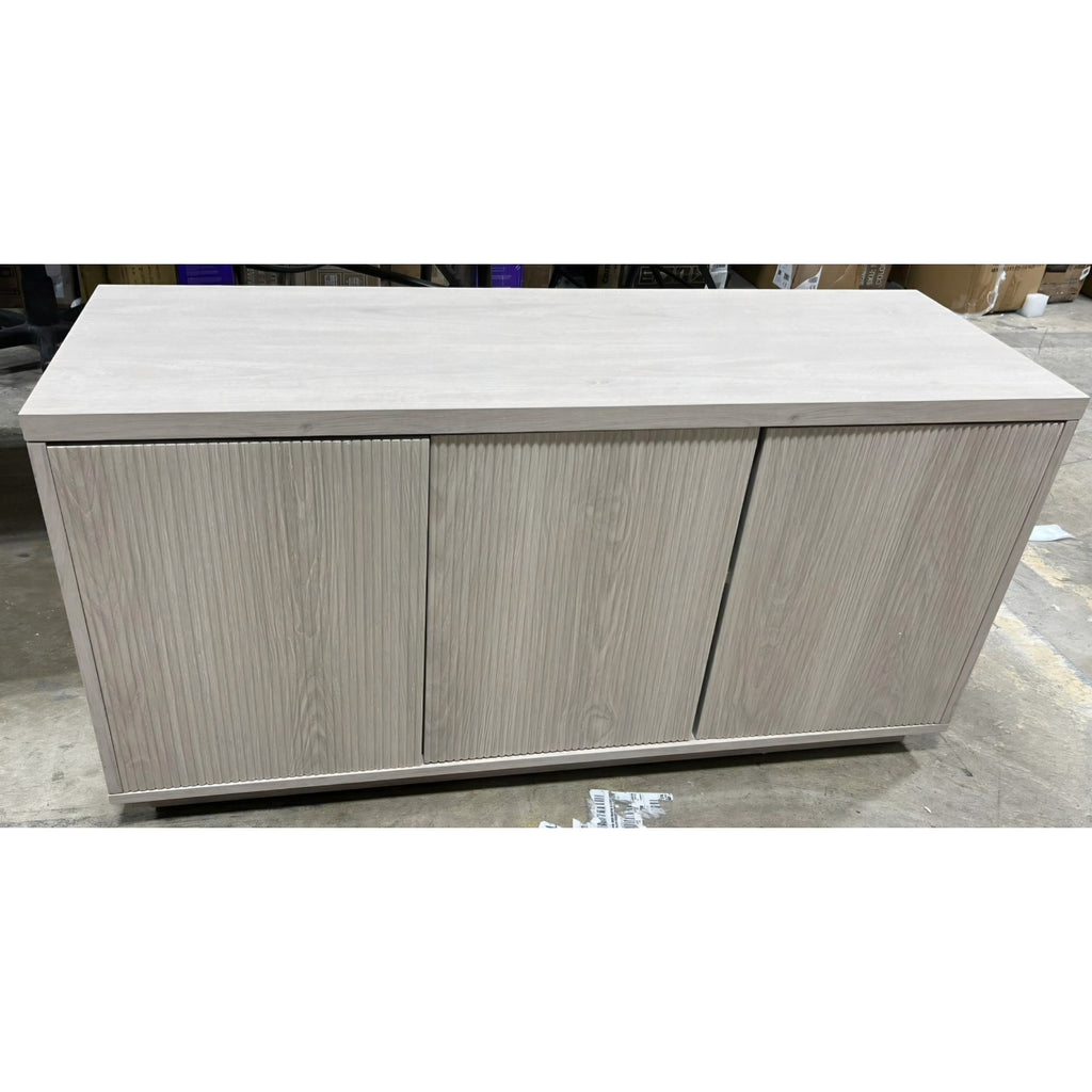 TV Stand for TVs up to 55" with 3 Swing Out Ribbed Doors and Adjustable Shelves for Living Room