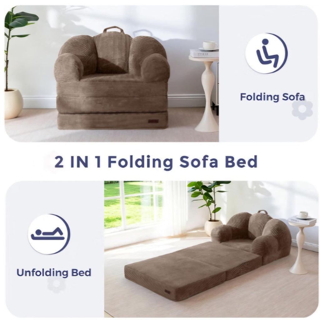 MAXYOYO Folding Sofa Bed, Floral-Shaped Convertible Floor Sofa Couch withBackrest, 2 in 1