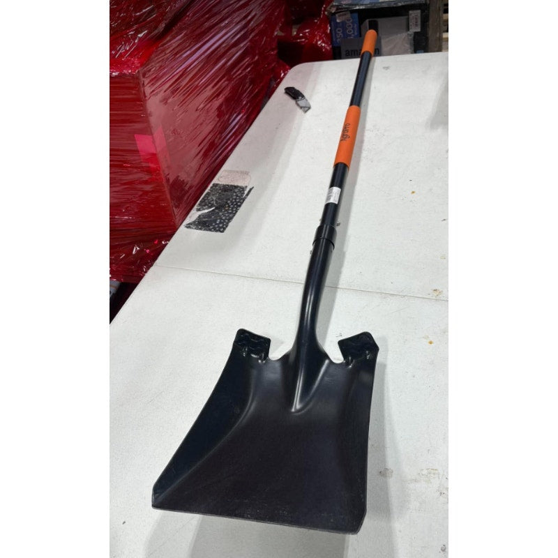 Square Shovel for Digging, Heavy Duty Metal Shovel with Long Fiberglass Handle