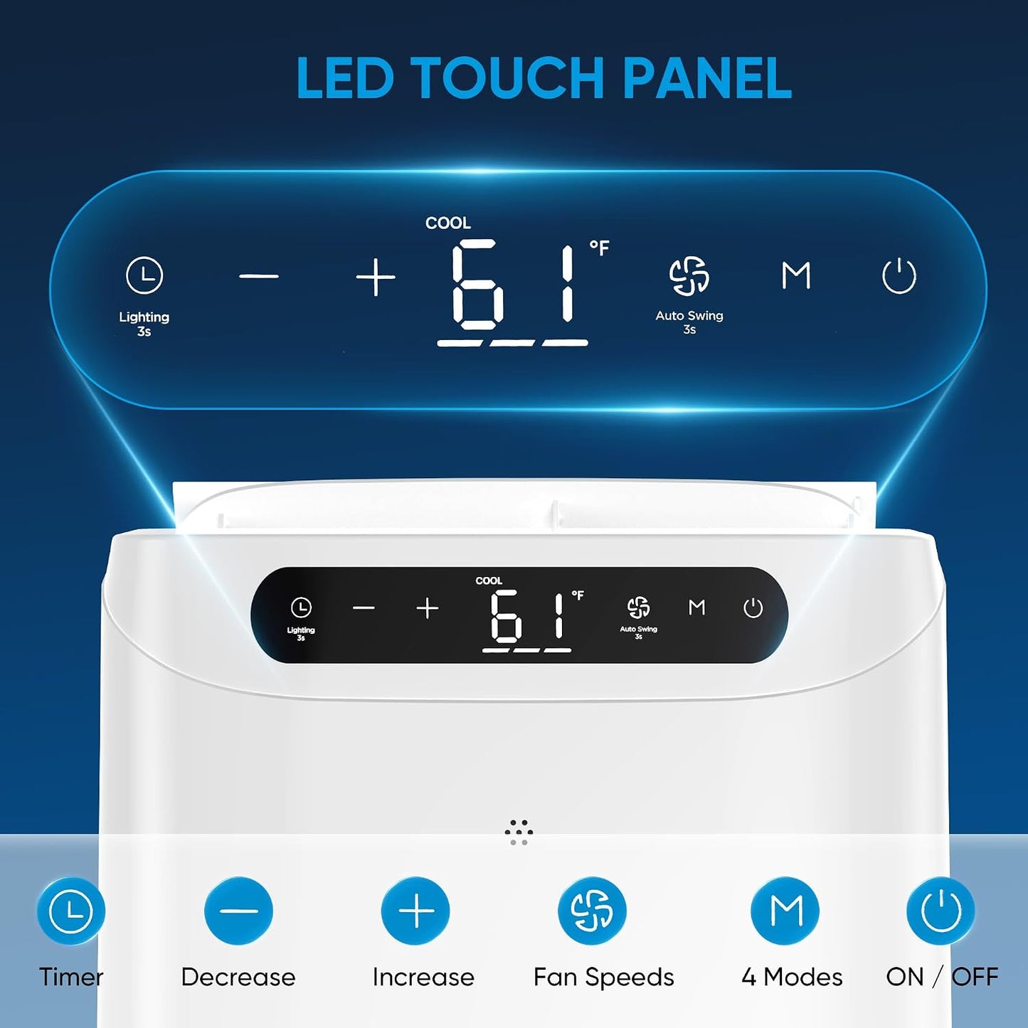 12000 BTU Portable Air Conditioners for Room Cooling up to 500 Sq Ft,  AC Unit with Dehumidifier Fan