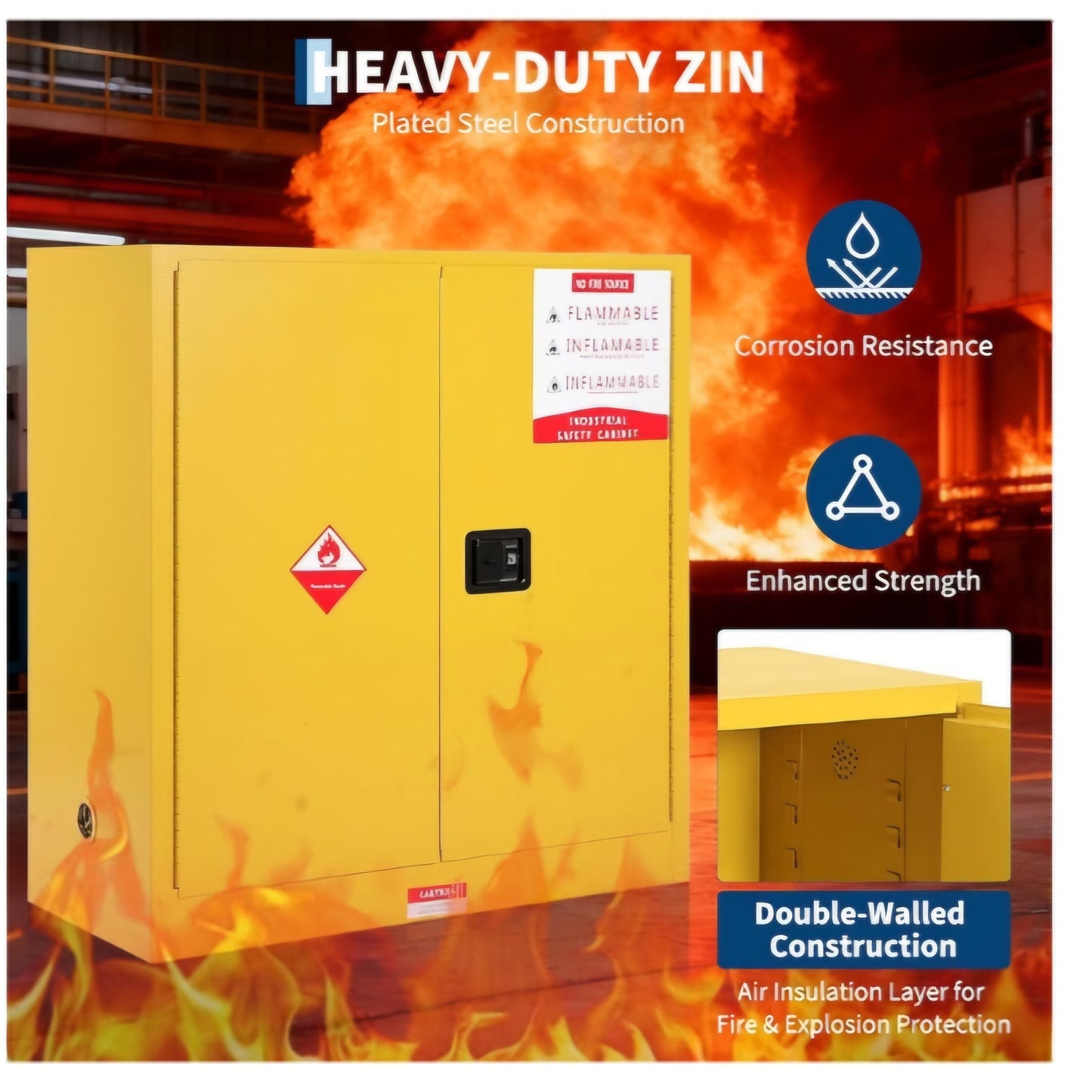 Hazardous Storage Flammable Cabinets, Fire Resistant Safety Cabinet for Flammable Liquids
