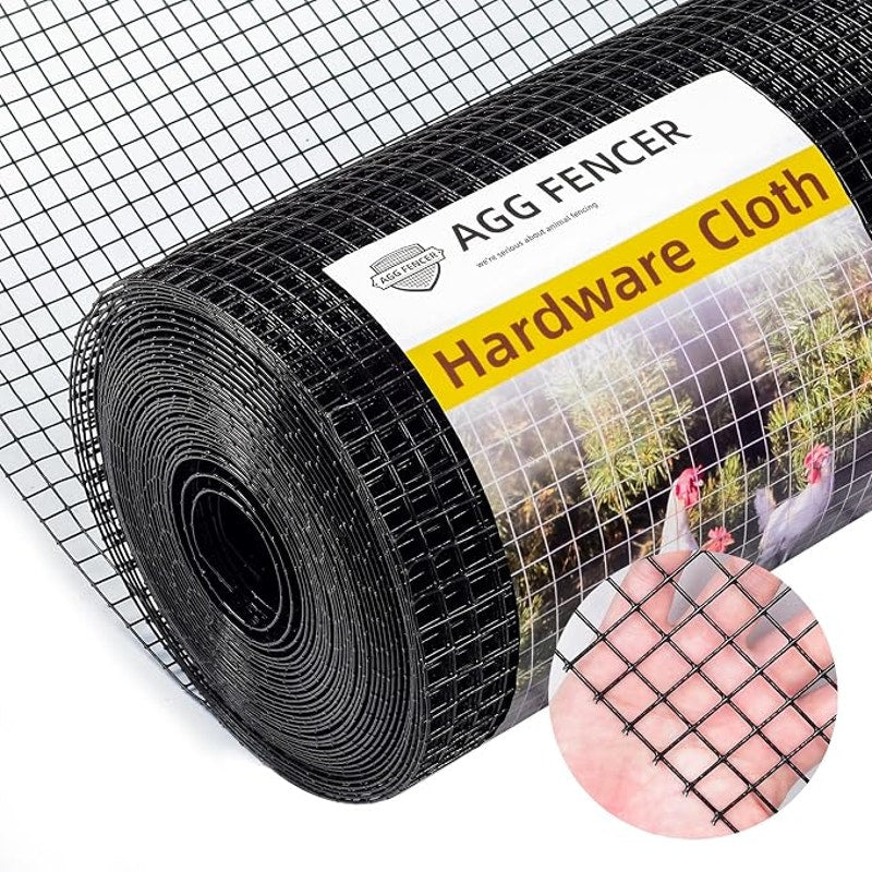 Black Hardware Cloth 1/2 in 48 x 100ft PVC Coated Wire Mesh Vinyl Coated Fence, Welded Metal Chicken