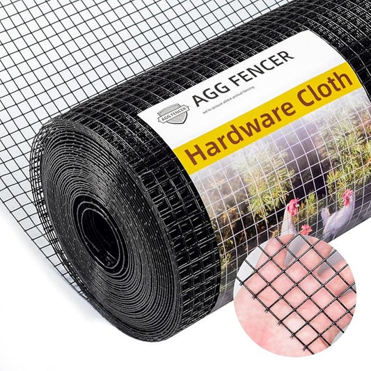 Black Hardware Cloth 1/2 in 48 x 100ft PVC Coated Wire Mesh Vinyl Coated Fence, Welded Metal Chicken