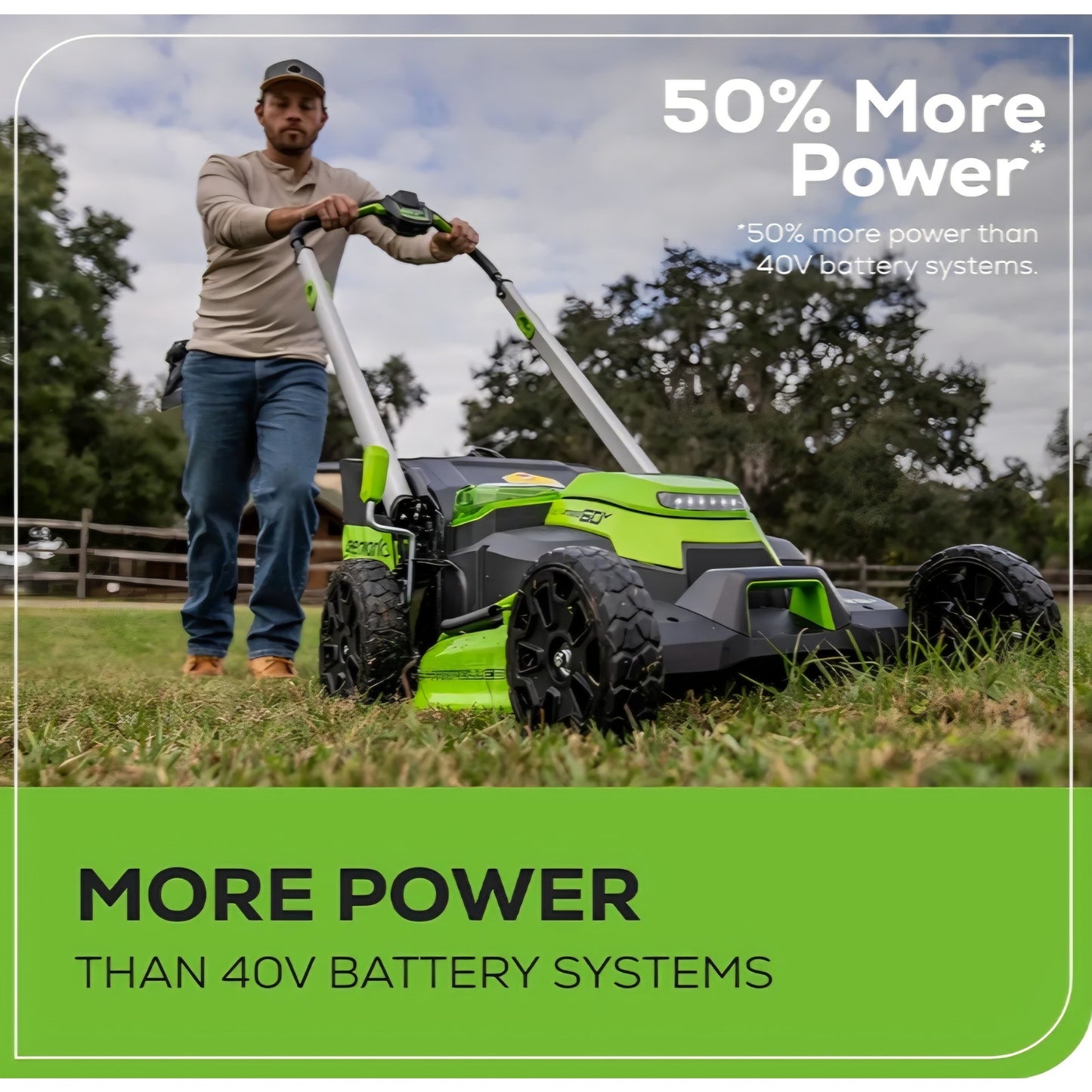 Greenworks 60V 25” Cordless (Self-Propelled) Lawn Mower (LED Lights + Aluminum Handles),