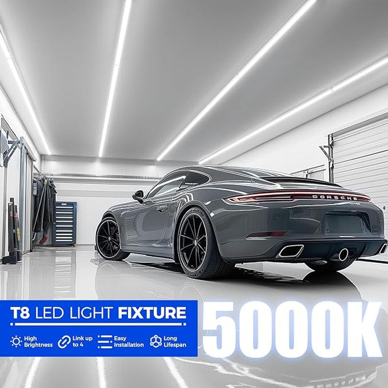 Barrina LED Shop Lights 8FT, 72W 10000LM 5000K, Daylight White, T8 LED Garage Lights, Plug, 10 Packs