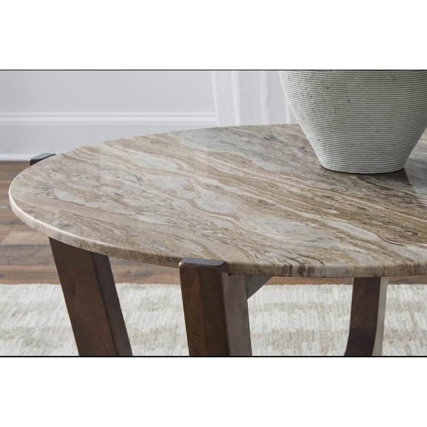 Signature Design by Ashley Tanidore Casual Solid Mango Wood Coffee Table with Marble Top, Dark Brown