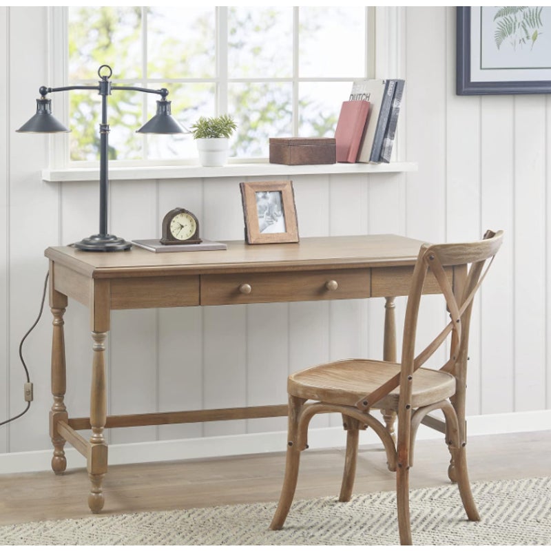 Martha Stewart Tabitha Solid Wood Writing Table with Metal Glides Drawer for Storage Living Room