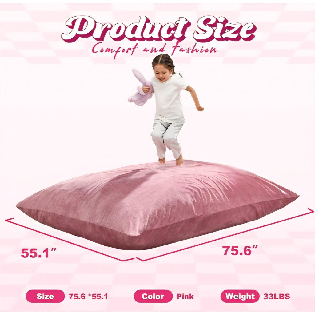 3 in 1 Bean Bag Chair Giant Bean Bag Chairs for Adults with Velvet Cover Convertible Bean Bag Floor