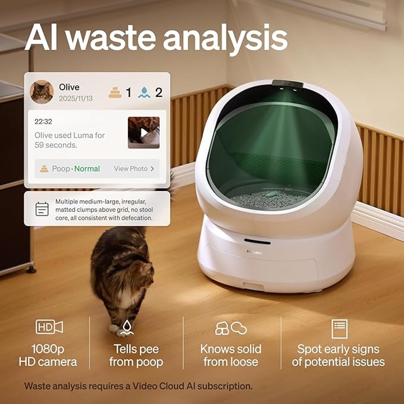 PETLIBRO Luma Automatic Cat Litter Box AI-Camera Waste Analysis, Smart App Usage Tracking, White
