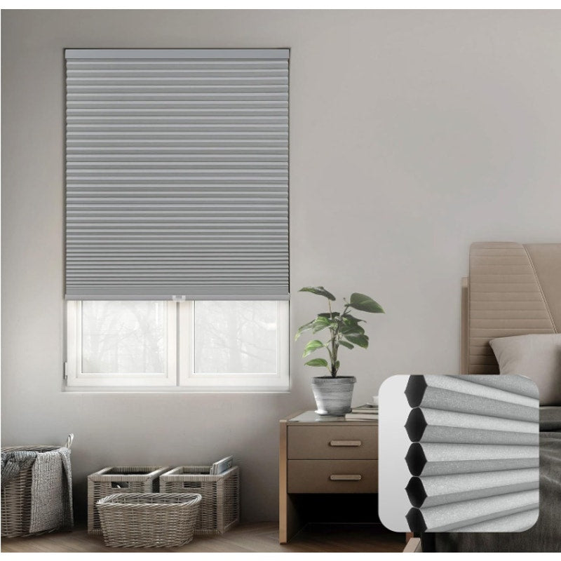 DEZ FURNISHINGS Cordless 1.5" Blackout Cellular Shade, Energy Saver, 72" W x 60" H, Gray Cloud