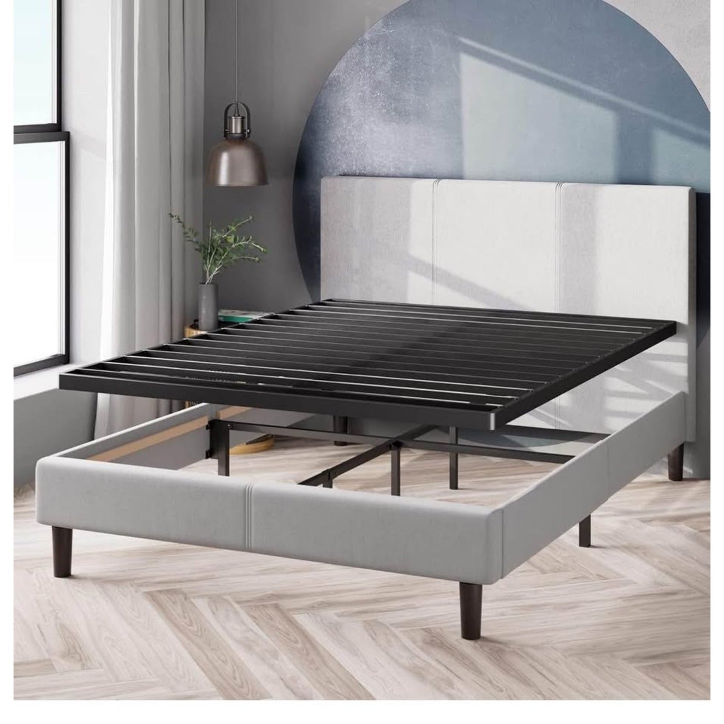 ZINUS Quick Lock Bunkie Board, Box Spring & Bed Slat Replacement, Metal Frame with Steel Slats, Easy