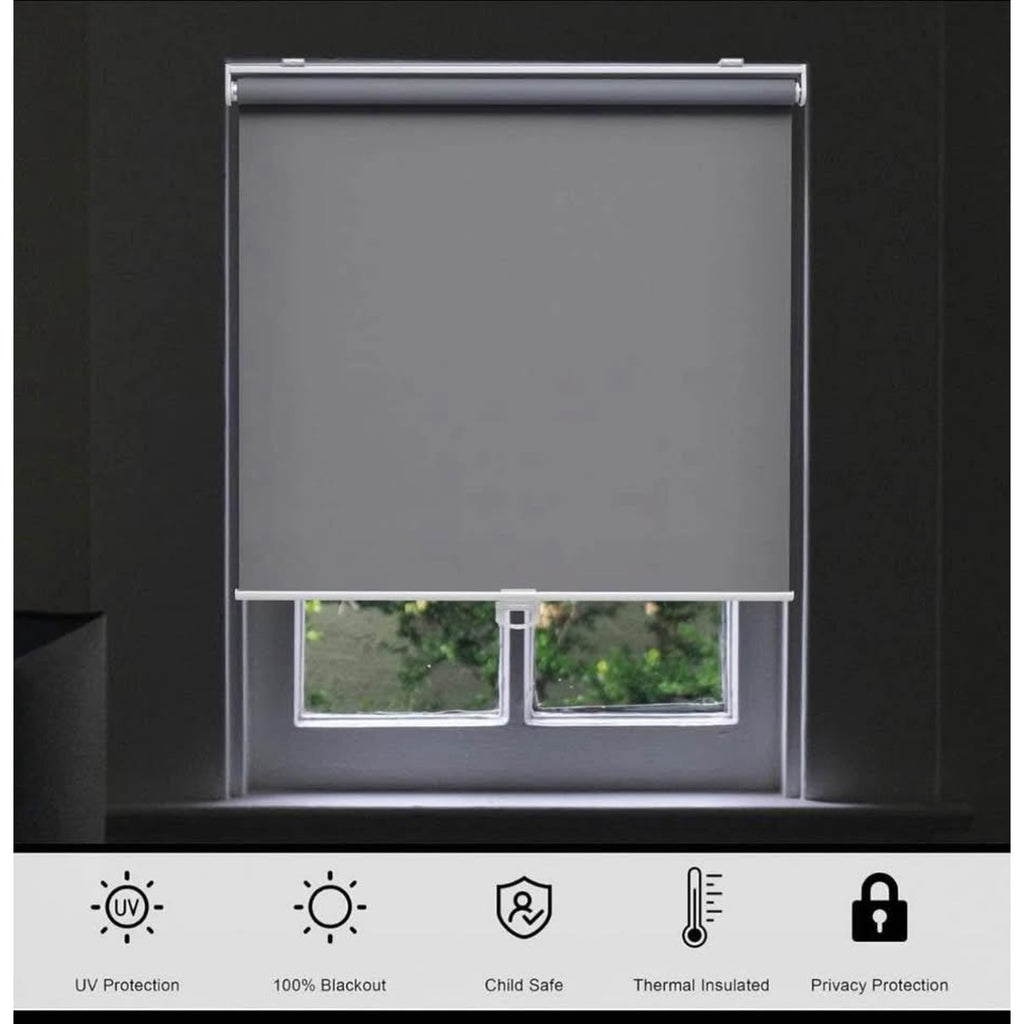 Blackout Roller Shades Blinds Cordless for Windows Pull Down Room Darkening Door Blinds with Thermal