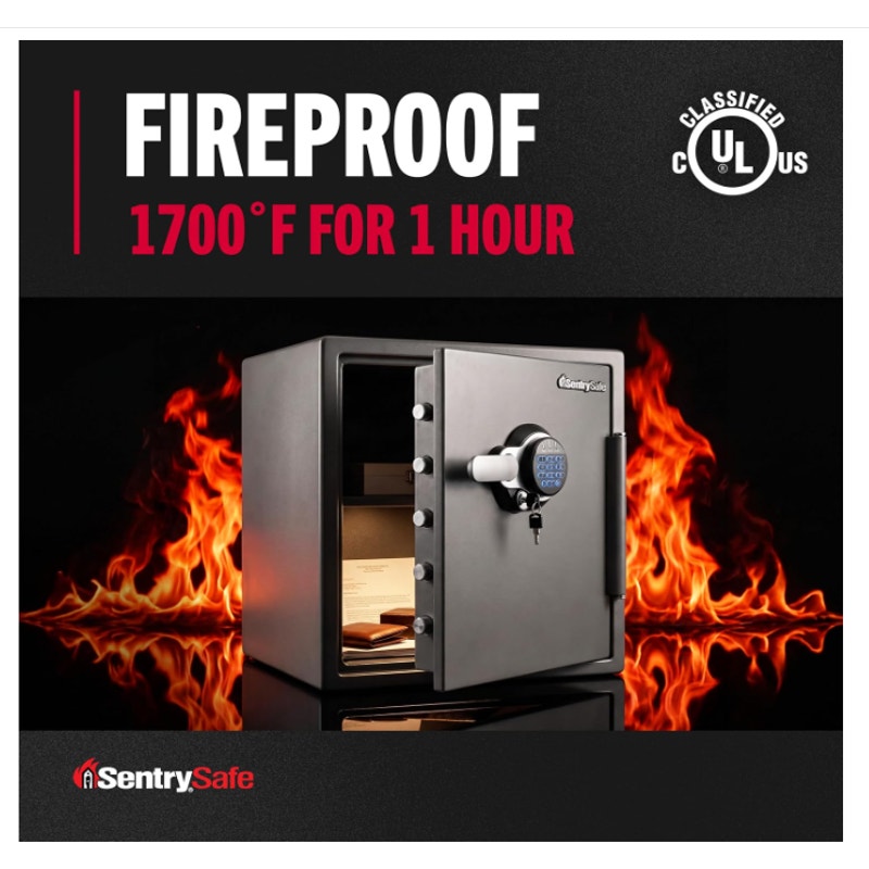 SentrySafe Fireproof and Waterproof Gray Steel Home Safe with Digital Keypad Lock