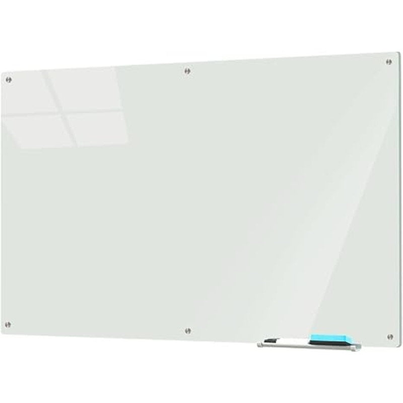 Glass Whiteboard 6'x4', Magnetic Glass Dry Erase, Frameless Wall Mounting, for Office Home & School