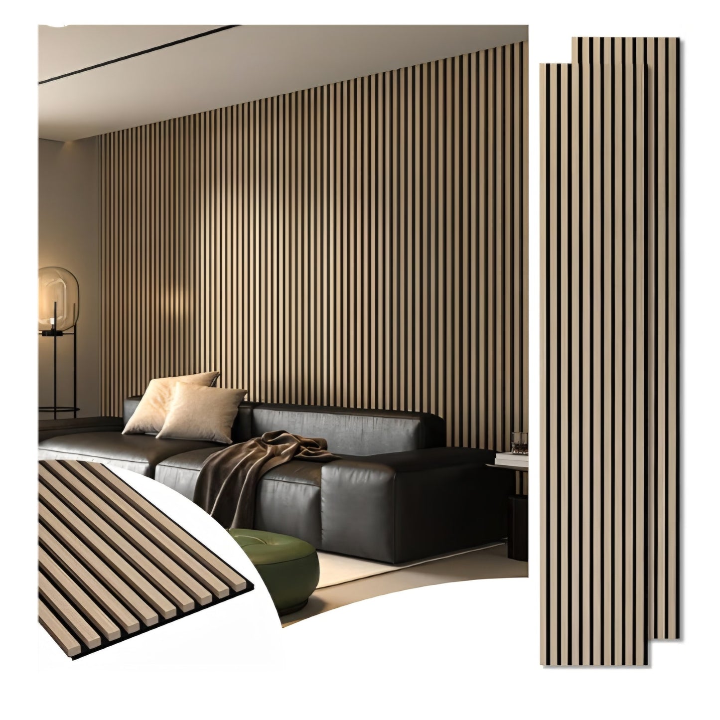Art3d 2-Pack 108" x 12" Acoustic Wood Panels for Wall, Soundproof Wood Slat Panel for Wall