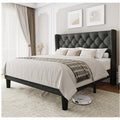 Einhomn Queen Size Platform Bed Frame with Fabric Upholstered Wingback Headboard