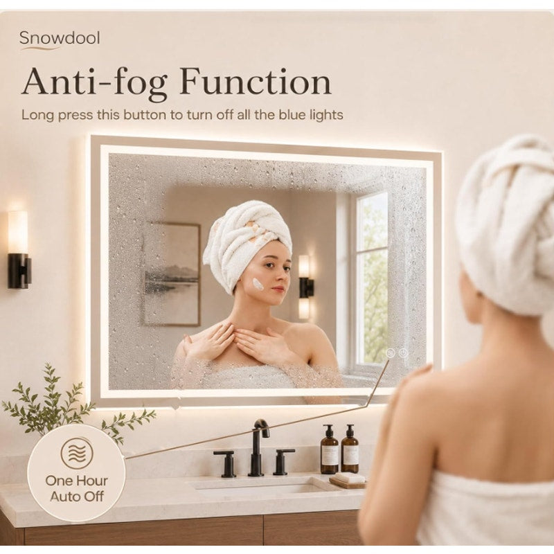 Snowdool 77 x 36 in RGB LED Bathroom Mirror, Front and Backlit, Anti-Fog