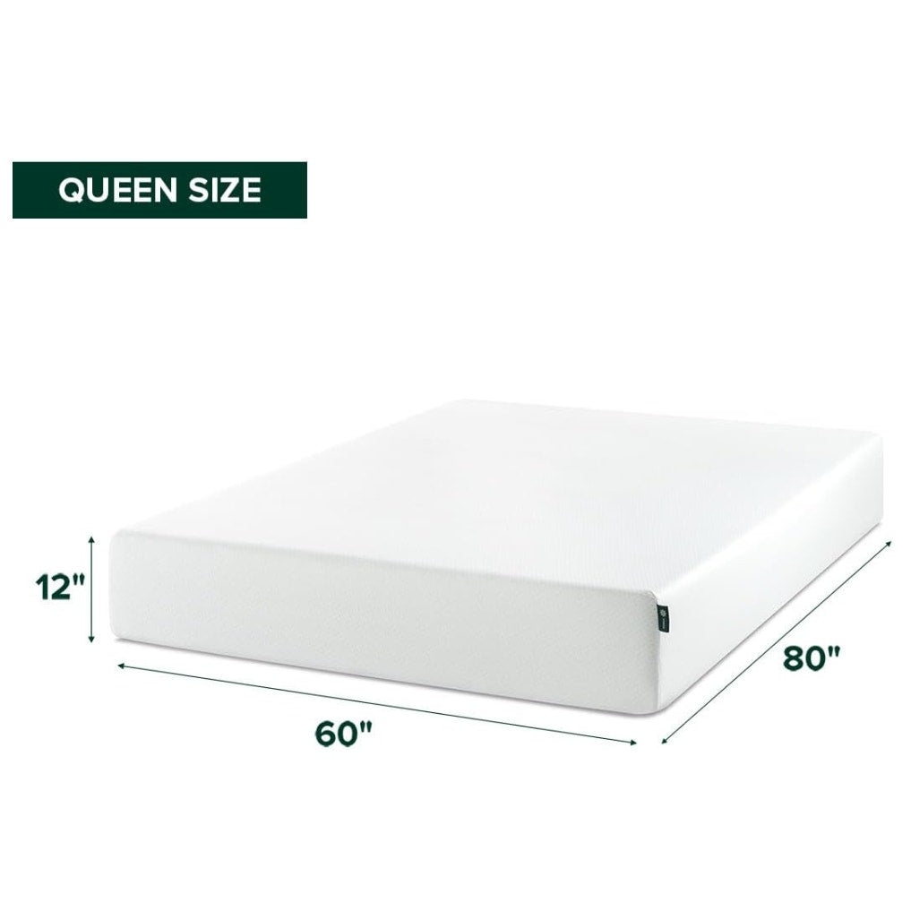 12 Inch Queen Green Tea Memory Foam Mattress zinus
