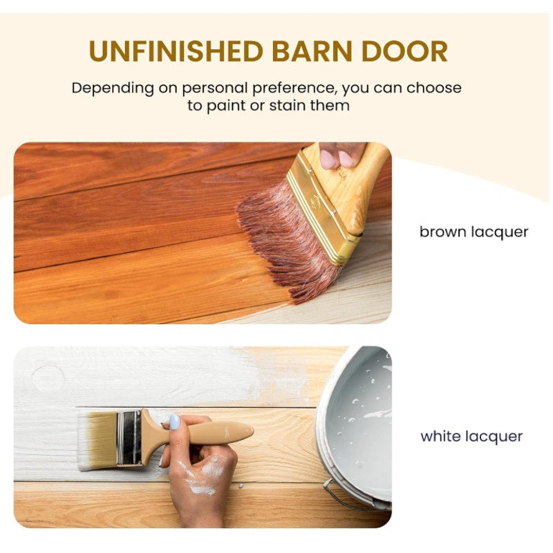 SmartStandard 60in x 84in Sliding Barn Wood Door, Natural, Fit 10FT Rail Pre-Drilled Ready