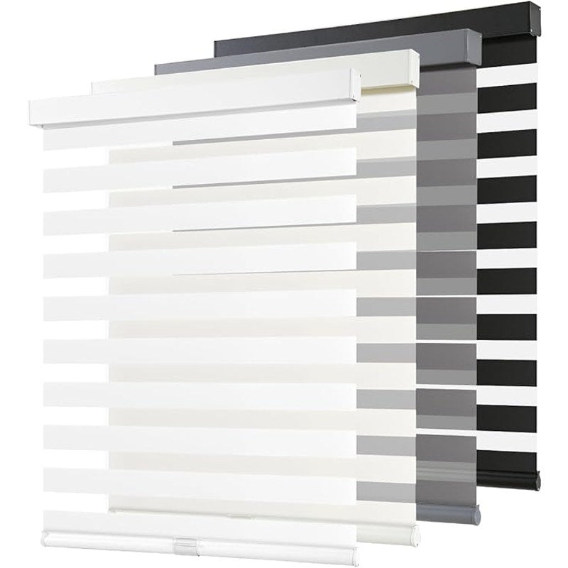 AOSKY Cordless Zebra Blinds for Windows Pull Down, 71" W X 72" H, White, Free-Stop Door Shades.