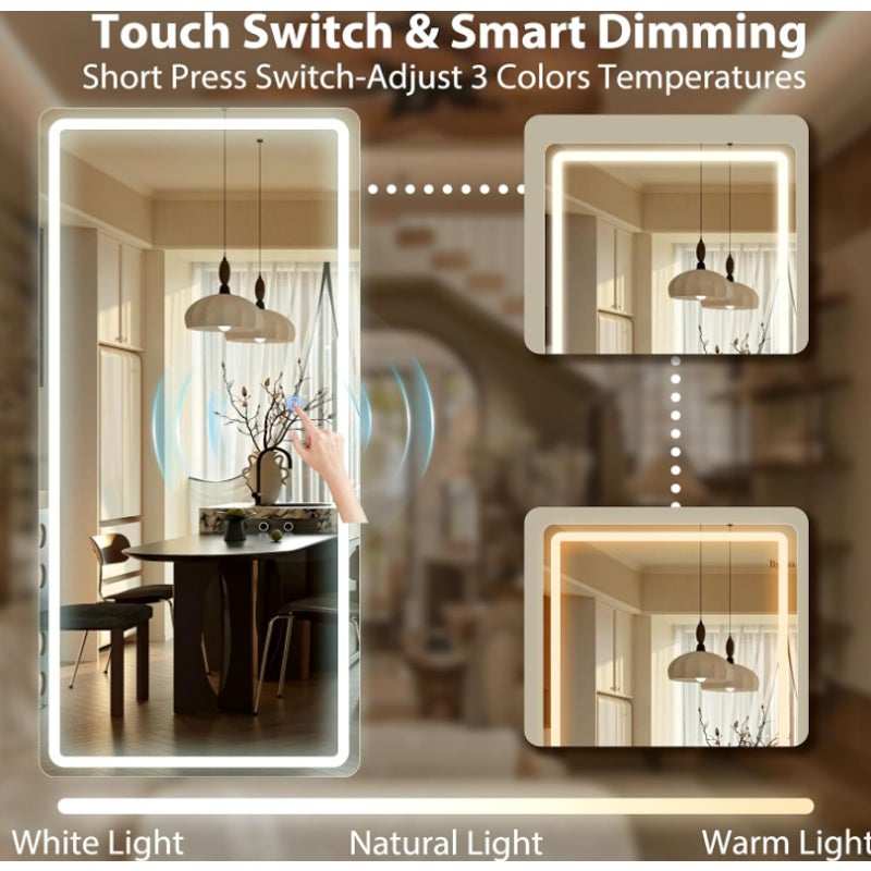 LED Full Length Mirror 71x32 inch Oversized Body Mirrors with Lights