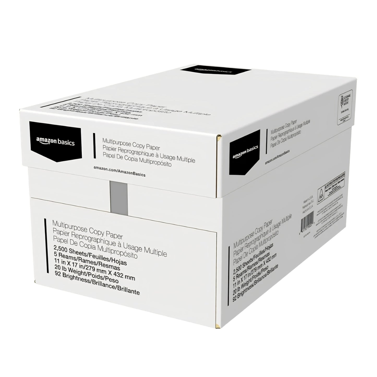 Amazon Basics Multipurpose Copy Printer Paper, 20 lb, 11 x 17 Inches, 5 Reams (2,500 Sheets), 9