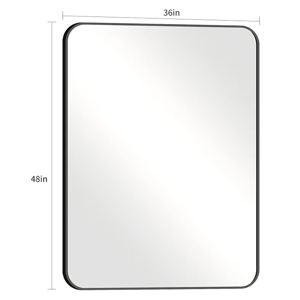 Large Bathroom Mirror 48 x 36 Inches，Black Large Wall Mirror Aluminum Frame Wall Mounted