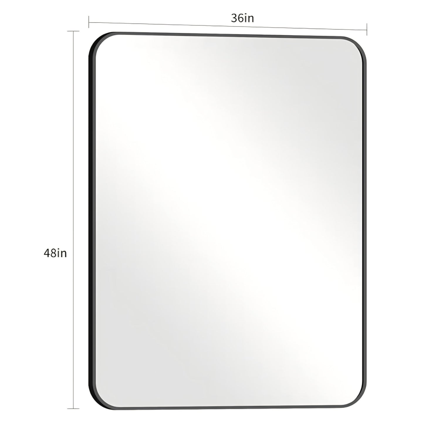 Large Bathroom Mirror 48 x 36 Inches，Black Large Wall Mirror Aluminum Frame Wall Mounted