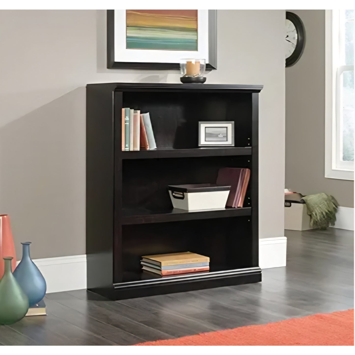 Sauder 3 Tier Book Shelf Wooden Bookcase Multipurpose Bookshelf for Home Office, Living Room,