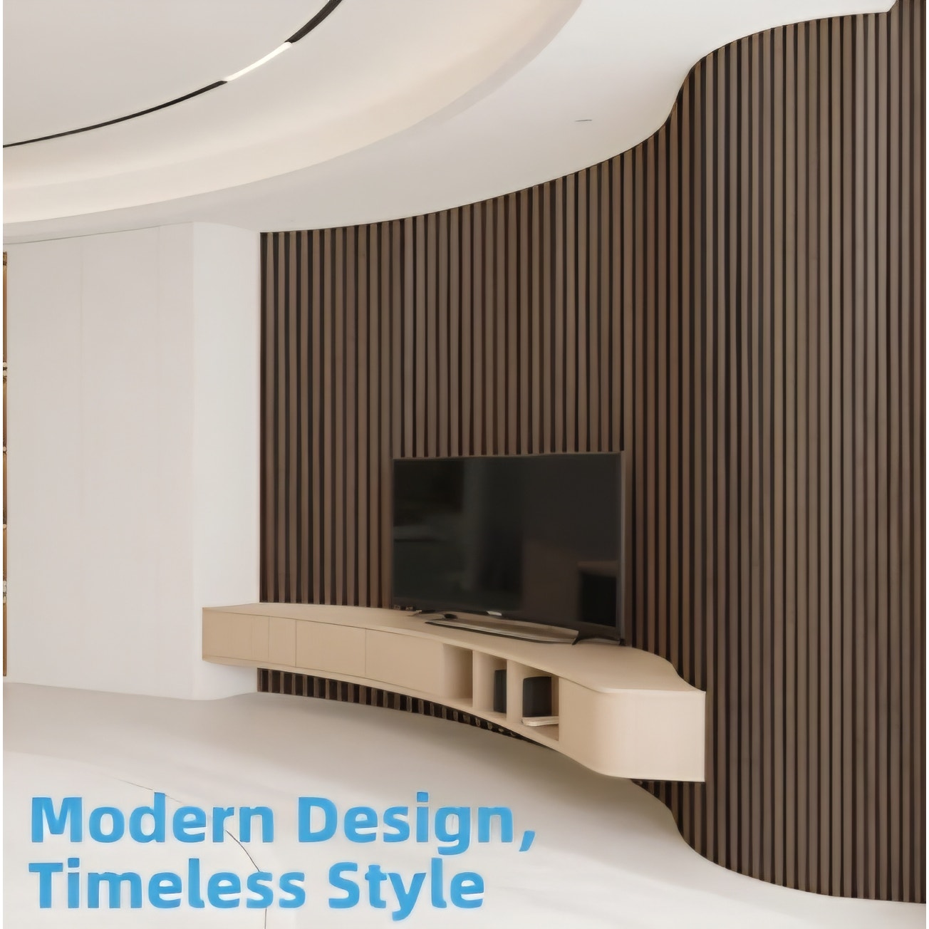 2-Pack Acoustic Wood Slat Wall Panel with Roll-Flat Design - 95.3 x 23.8 Walnut