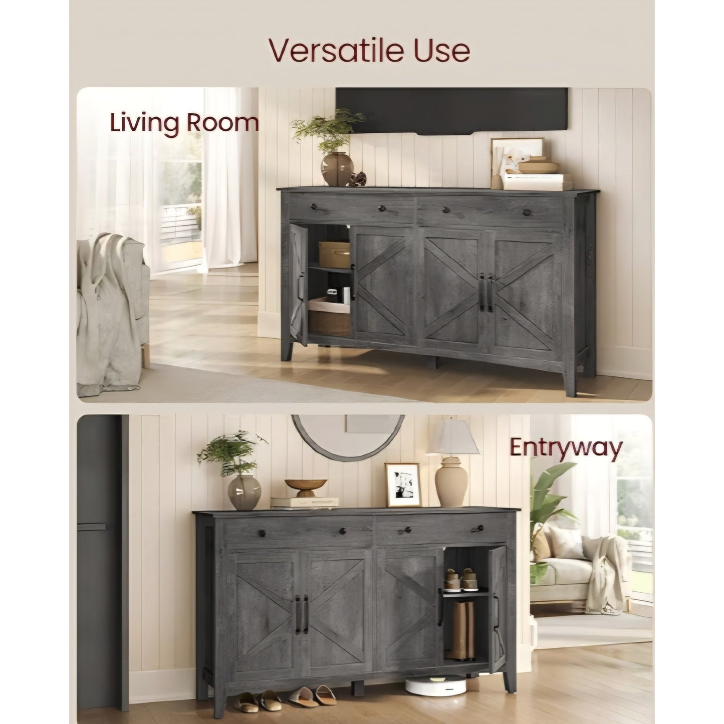 Buffet Cabinet, Coffee Bar Cabinet with 2 Drawers, Adjustable Shelves, Sideboard Storage