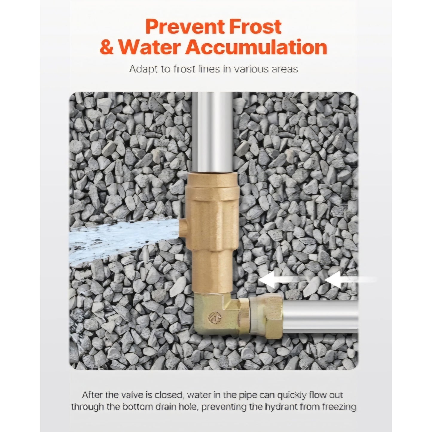 VEVOR Frost Proof Yard Hydrant, 3.25FT Freeze-Proof Outdoor Faucet with 12" Bury Dept, 3/4" NPT Pip