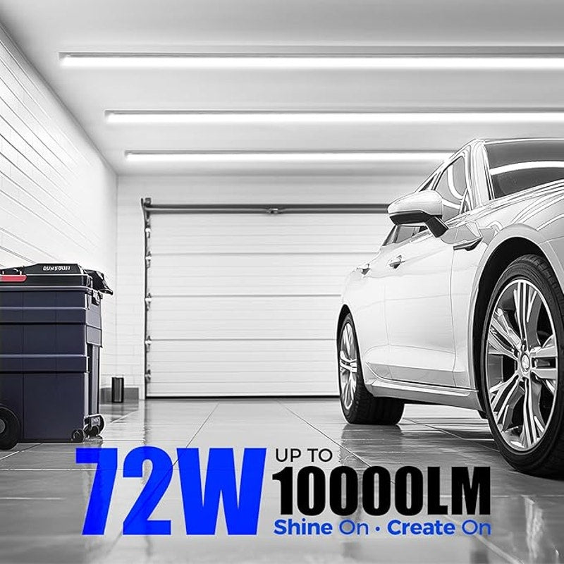 Barrina LED Shop Lights 8FT, 72W 10000LM 5000K, Daylight White, T8 LED Garage Lights, Plug, 10 Packs