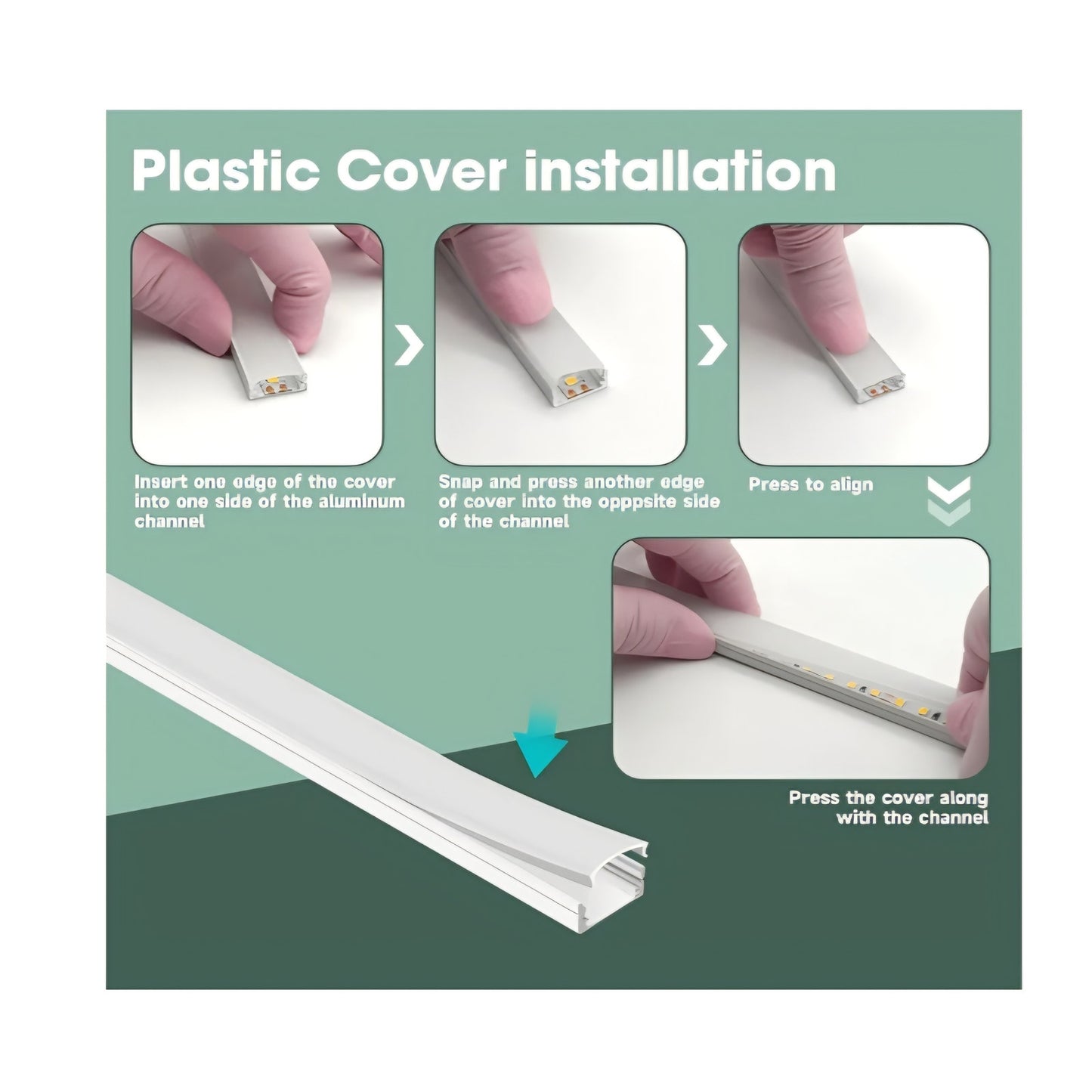 10-Pack 6.6ft/2Meter U Shape White LED Aluminum Channel System with Milky Cover,