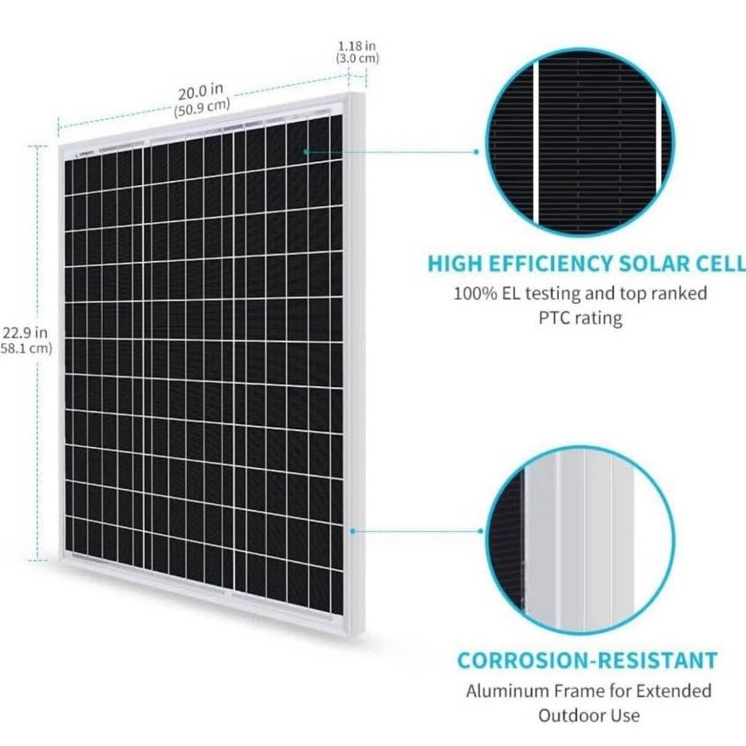 Renogy 50 Watt 12 Volt Monocrystalline Solar Panel (Compact Design) Set of 2